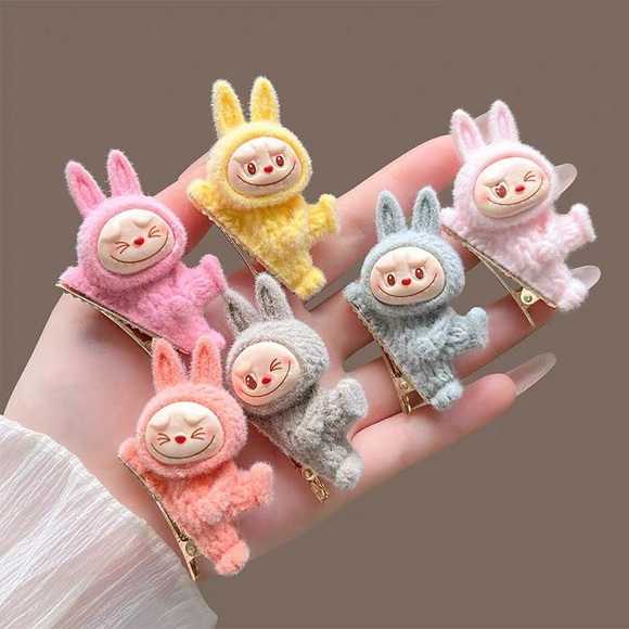 Accessories - 3 PCs Handmade Labubu Hairpins-Cute Bunny Hair Clips Set-Great Gifts for Girls